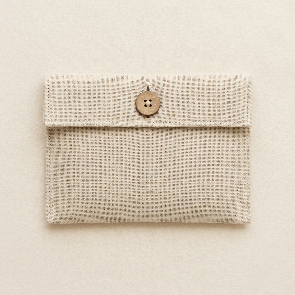 Pochette plate — lin écru